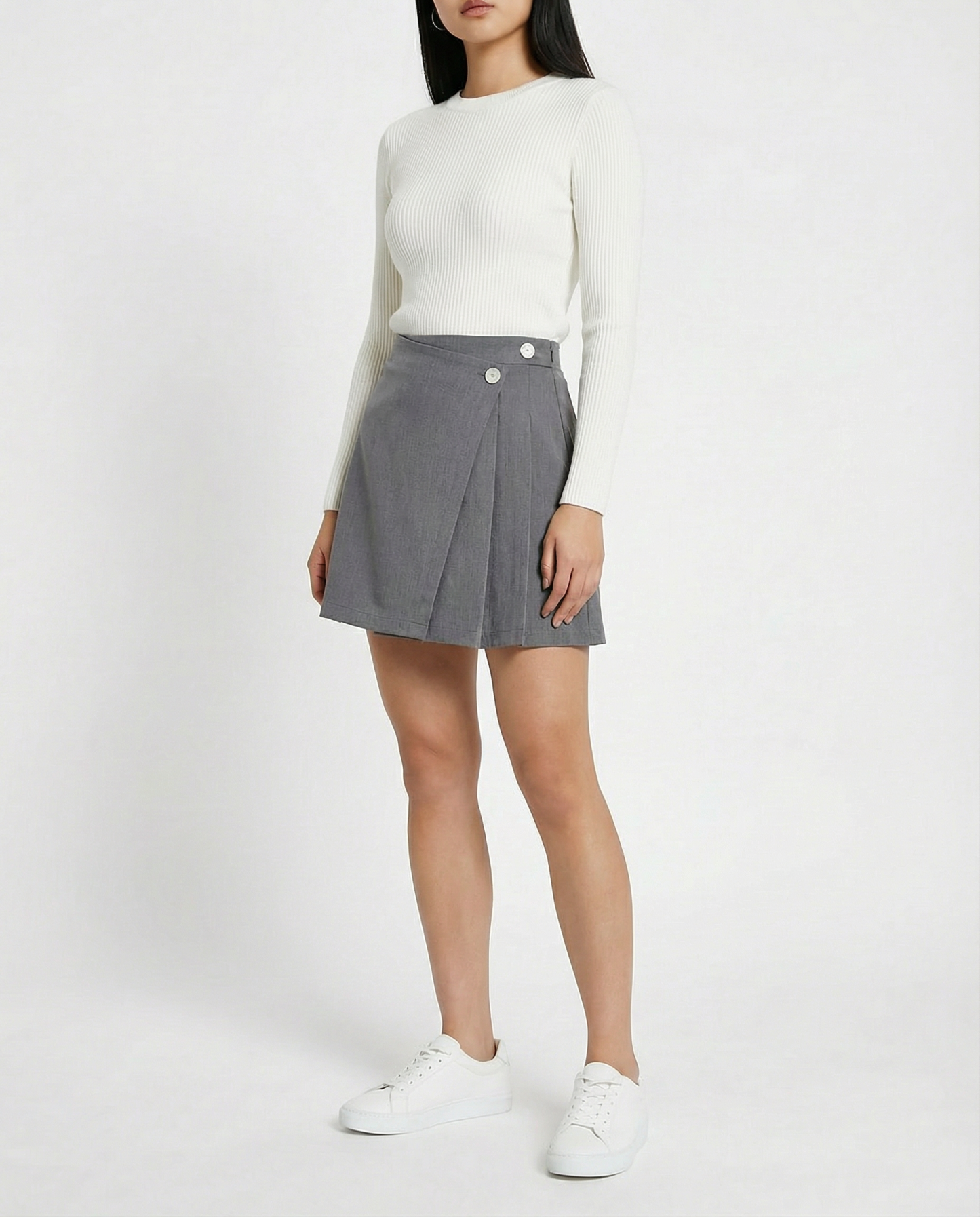 High Waist Side Pleated Skirt 41624