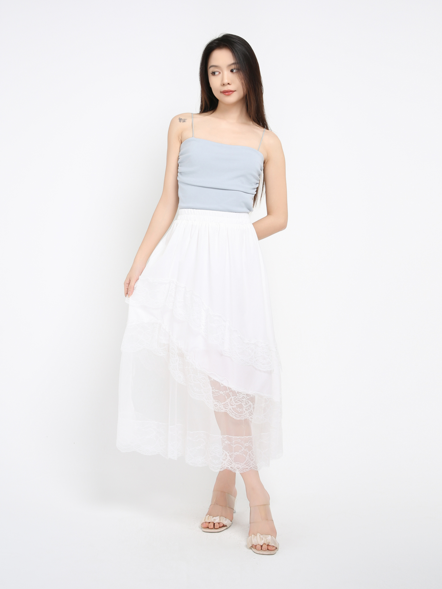 Side Pleated Strap Top 41693