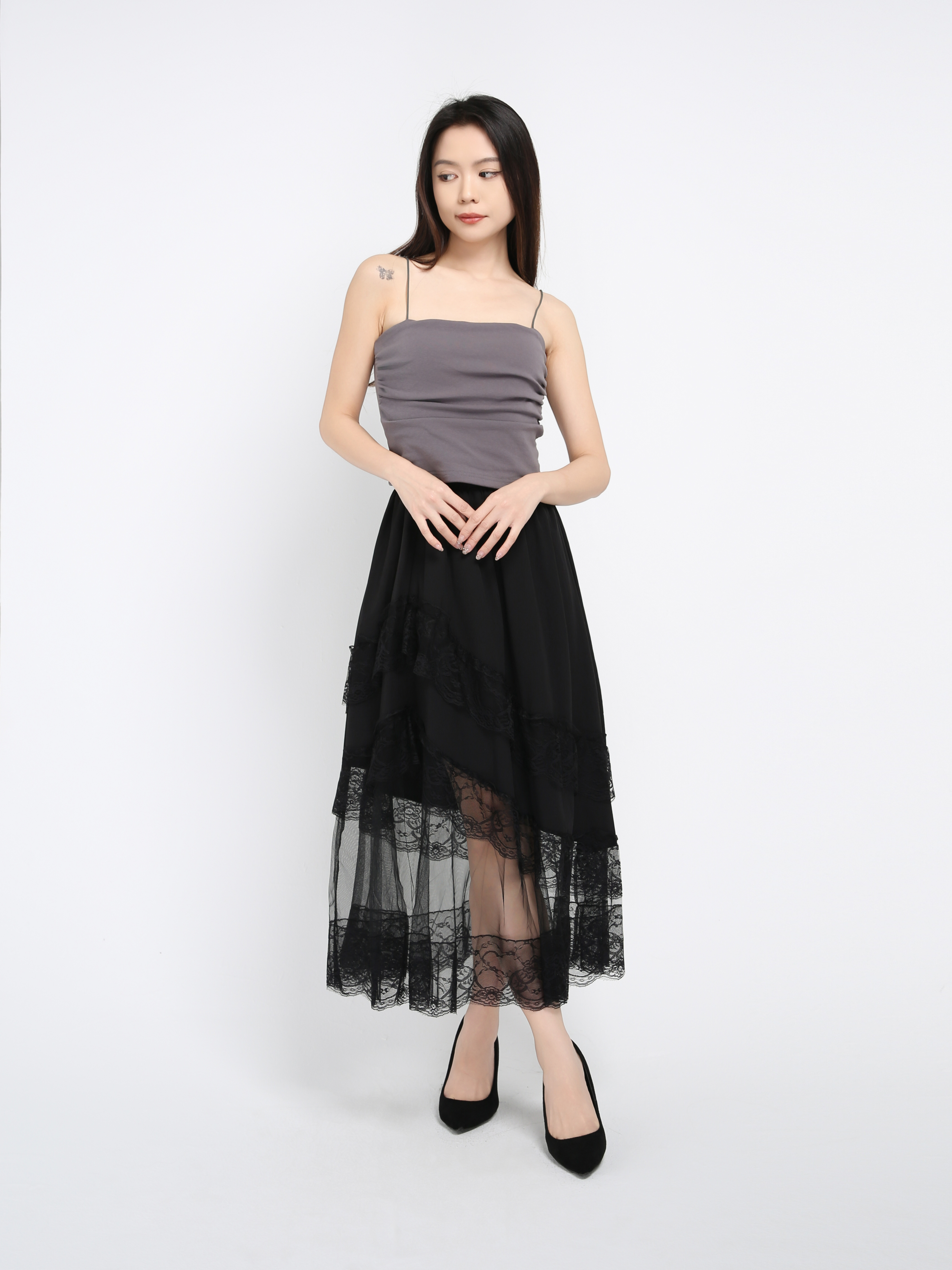 Side Pleated Strap Top 41693