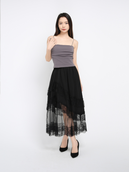 Side Pleated Strap Top 41693