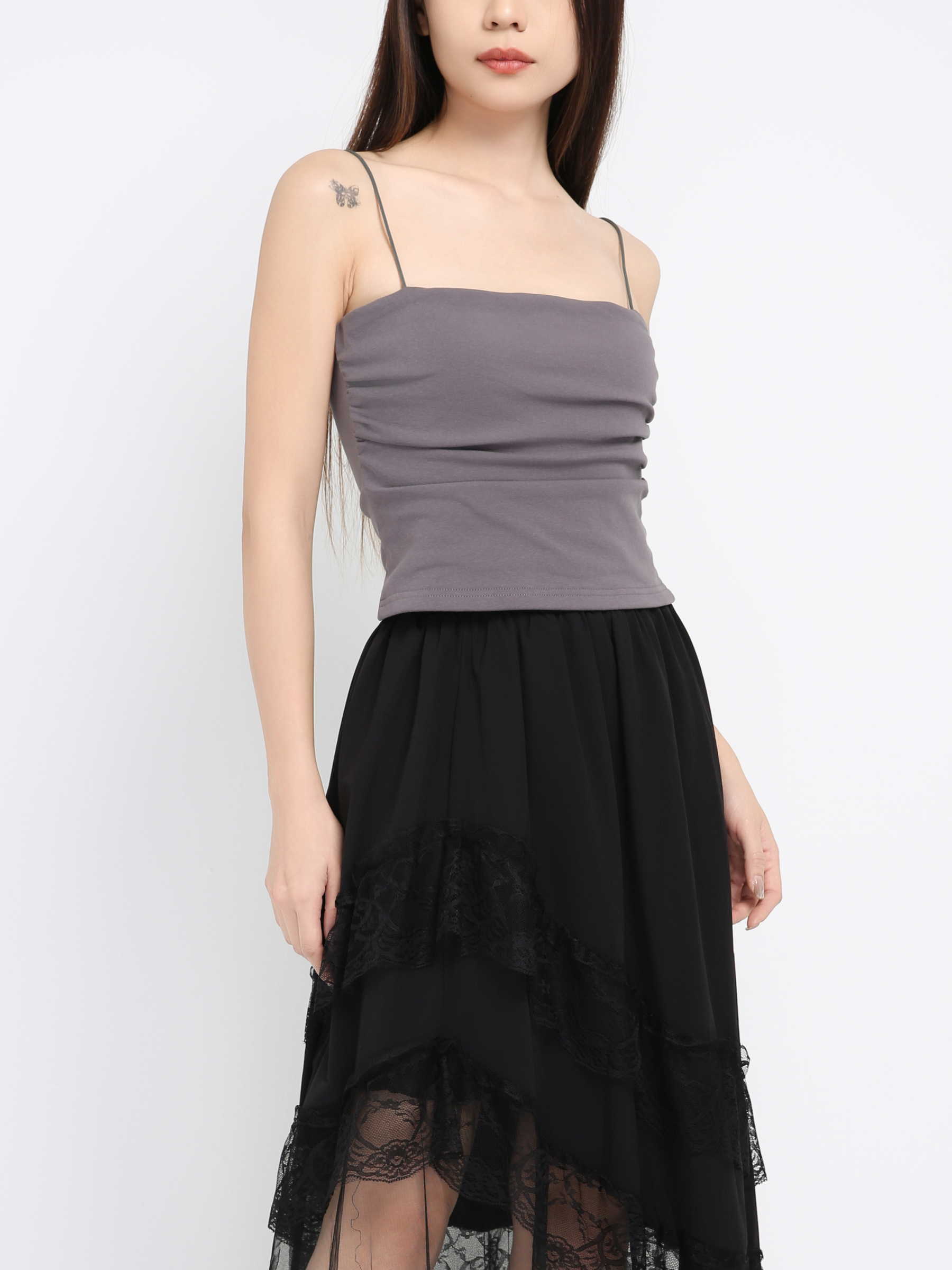 Side Pleated Strap Top 41693