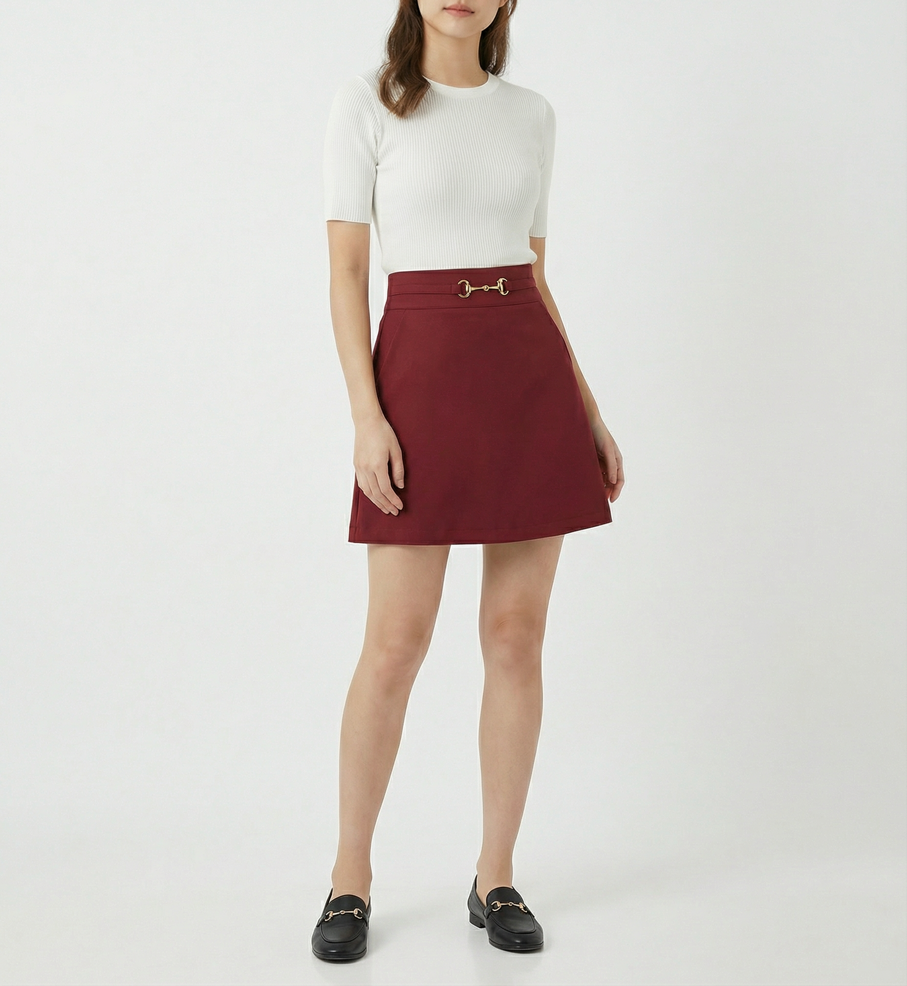 High Waist Back Zip Side Pocket Skirt Pant 41834