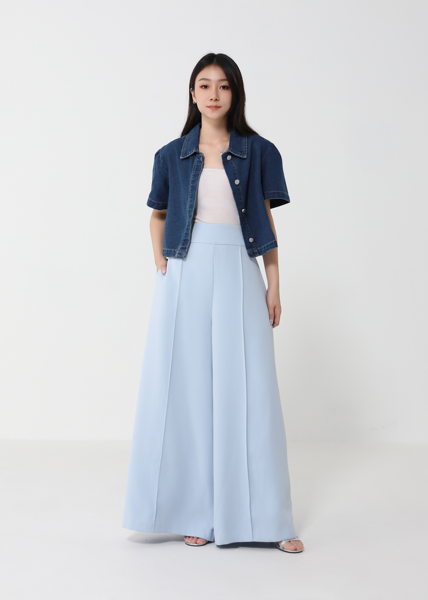 High Waist Wide Leg Long Pants 45464