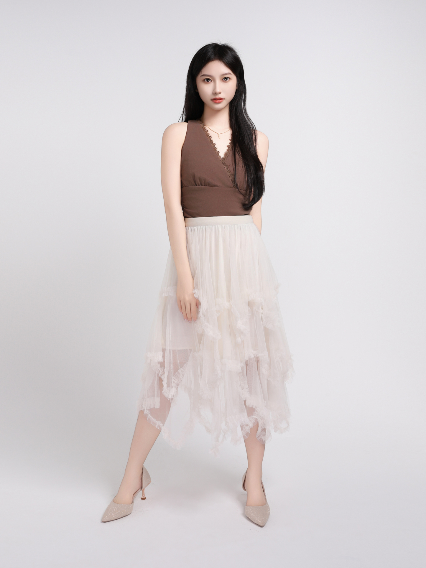 Layered Net Skirt 45098