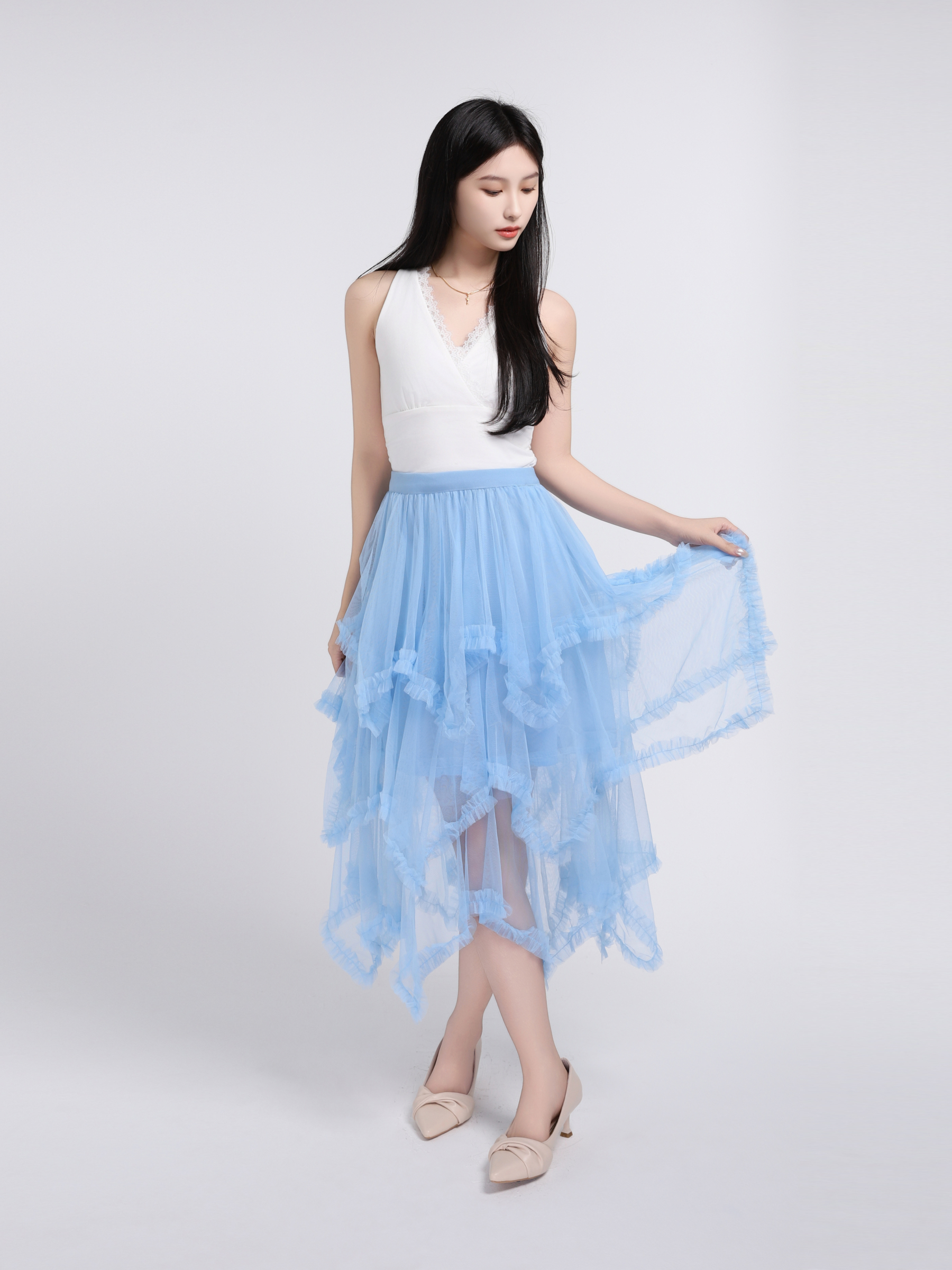 Layered Net Skirt 45098
