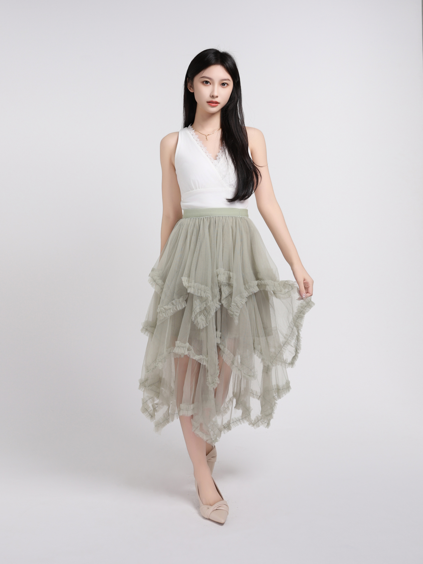 Layered Net Skirt 45098