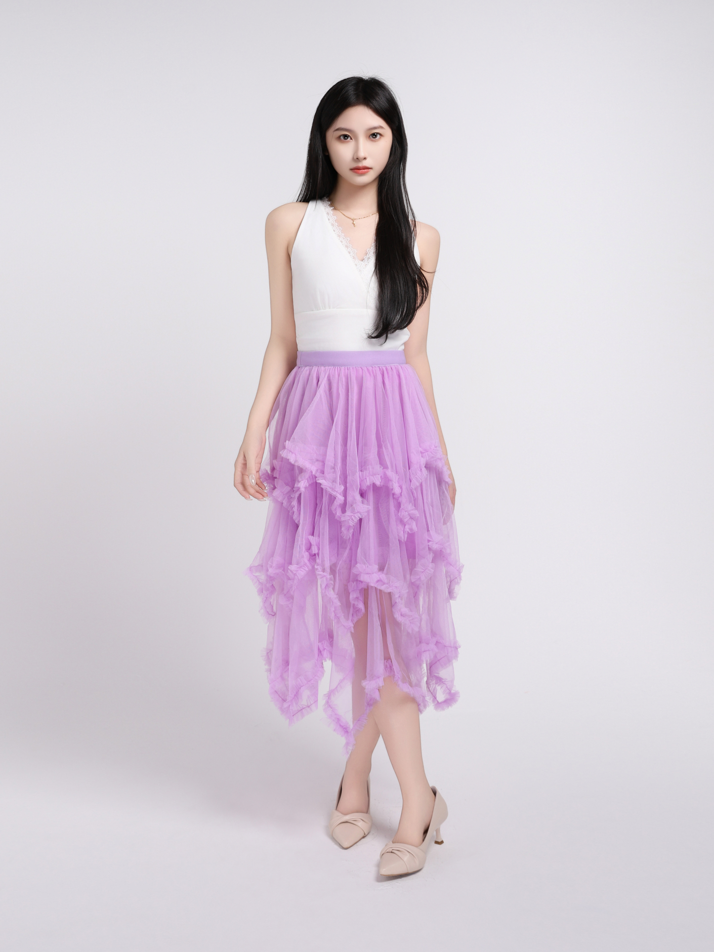 Layered Net Skirt 45098