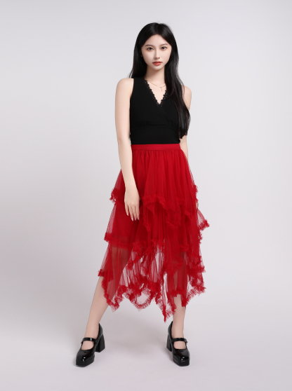 Layered Net Skirt 45098