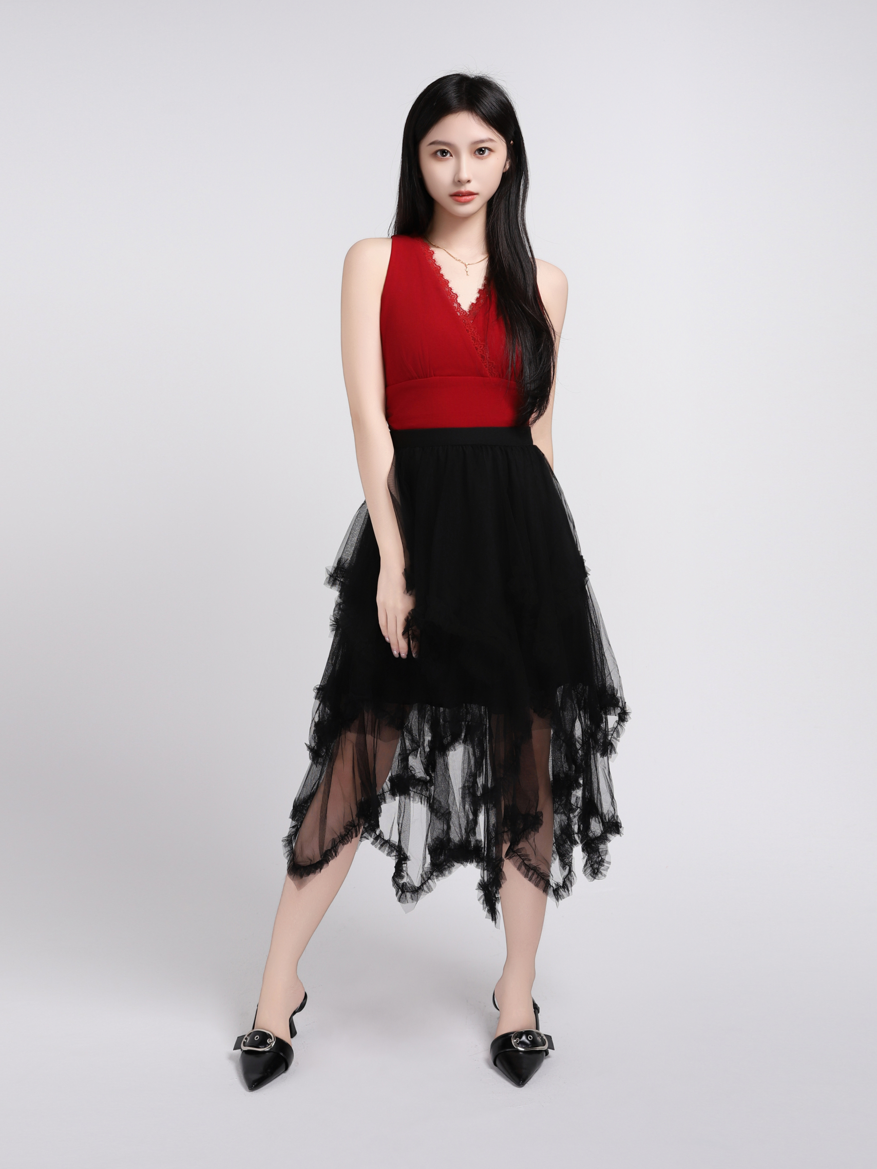 Layered Net Skirt 45098