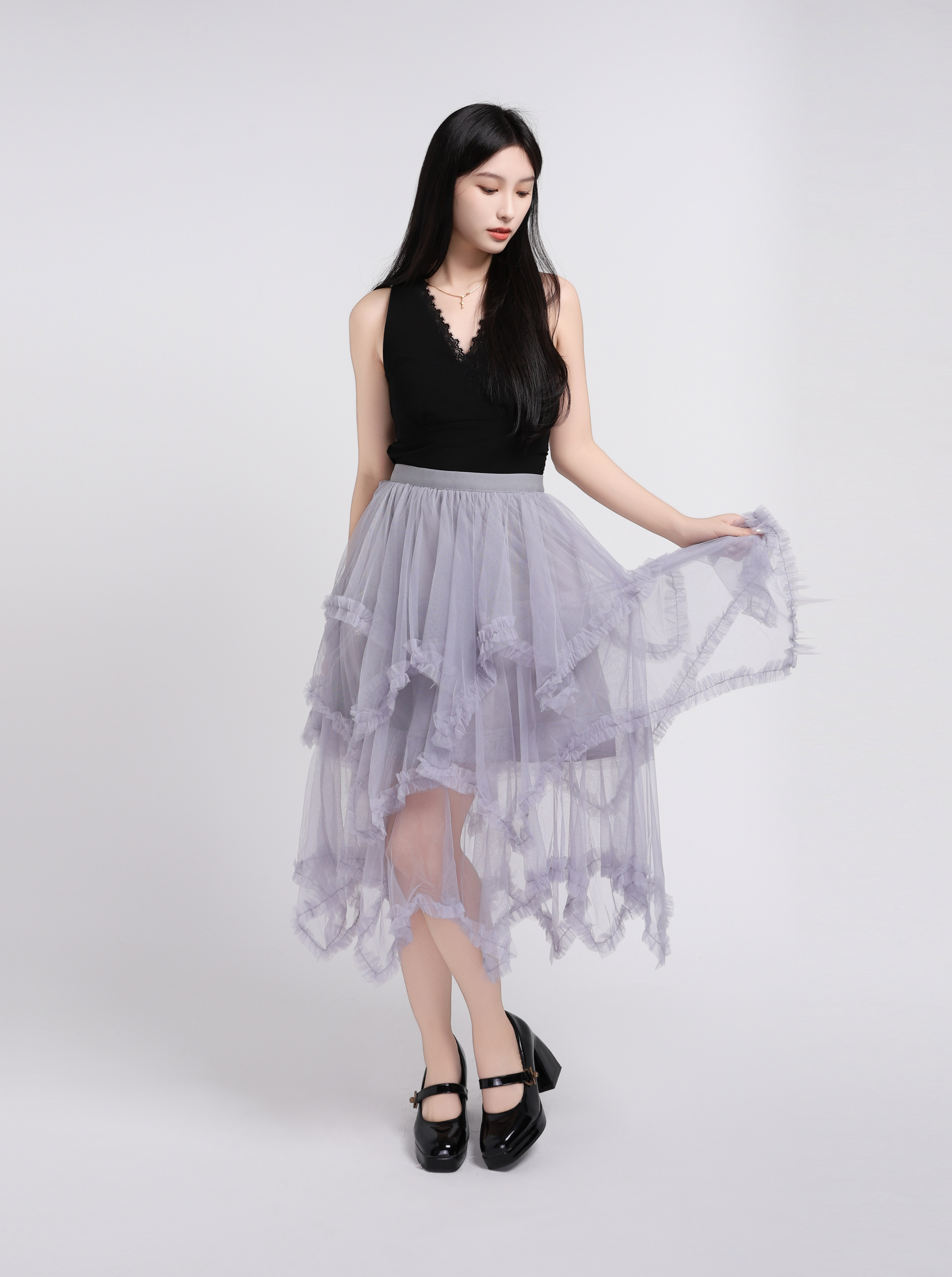 Layered Net Skirt 45098