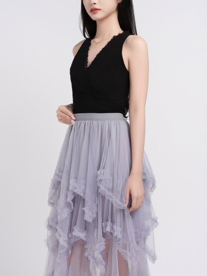 Layered Net Skirt 45098