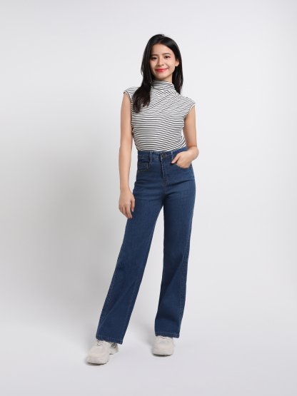 High Waist Denim Long Pants 45102