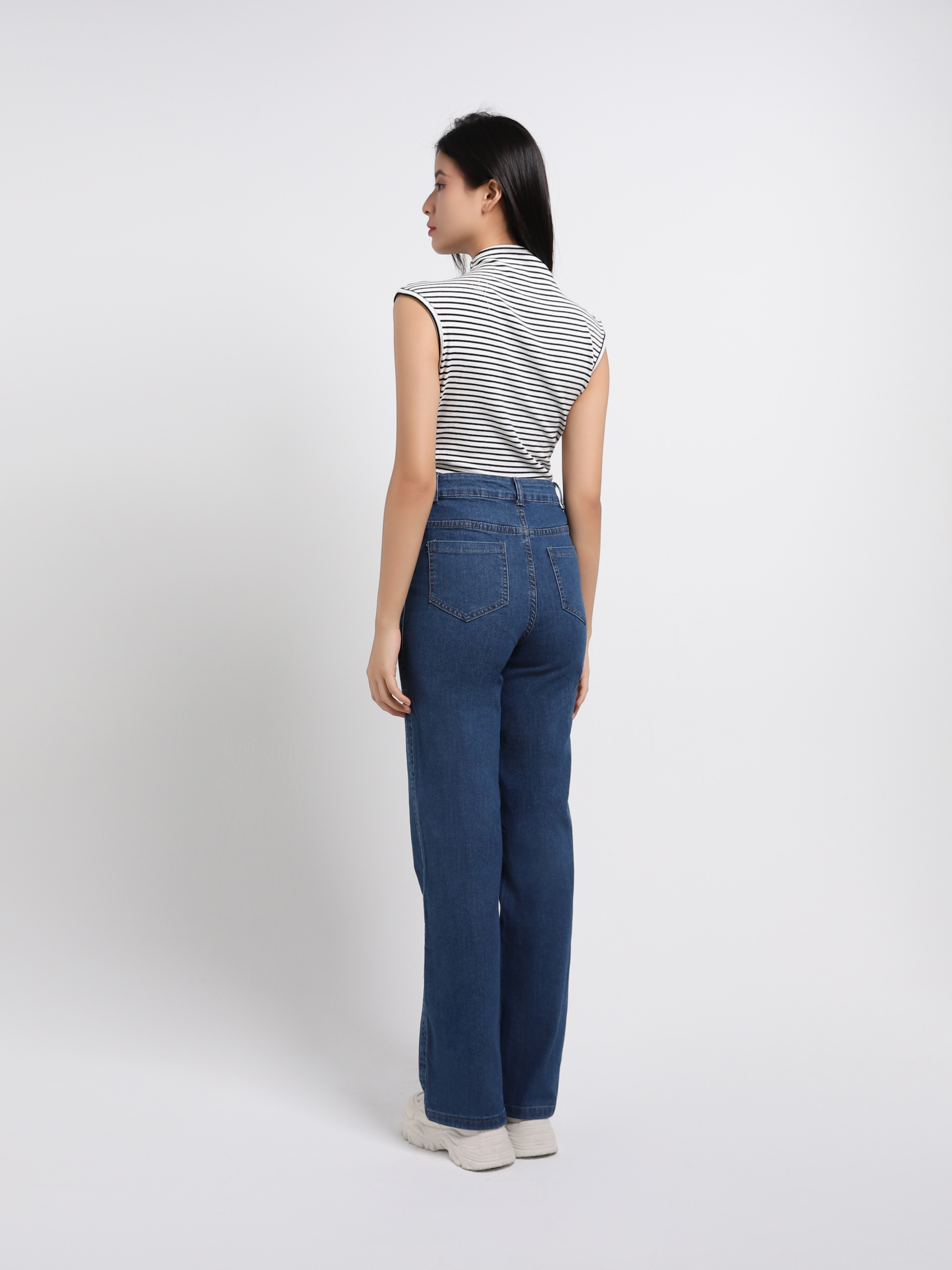 High Waist Denim Long Pants 45102