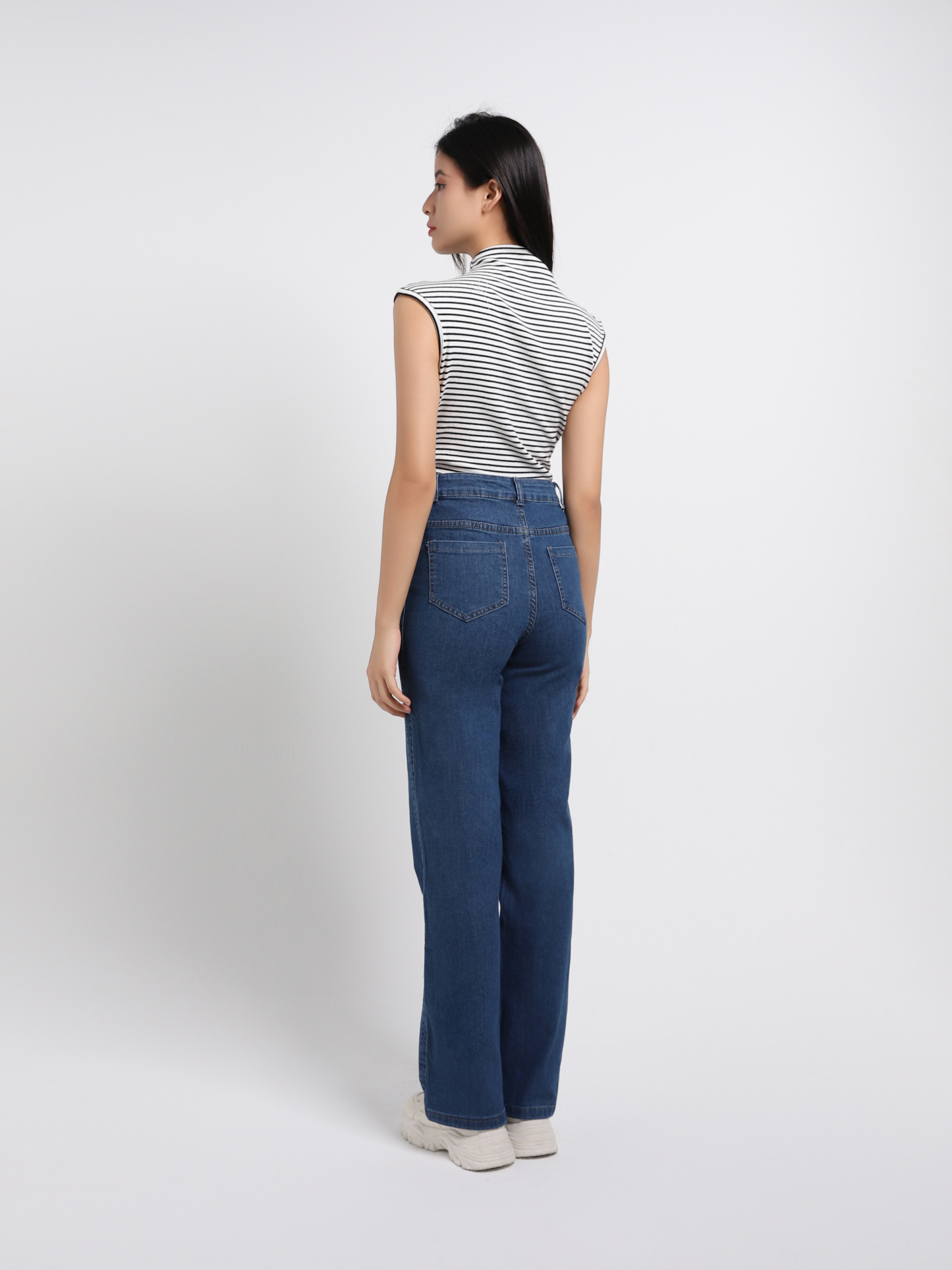 High Waist Denim Long Pants 45102