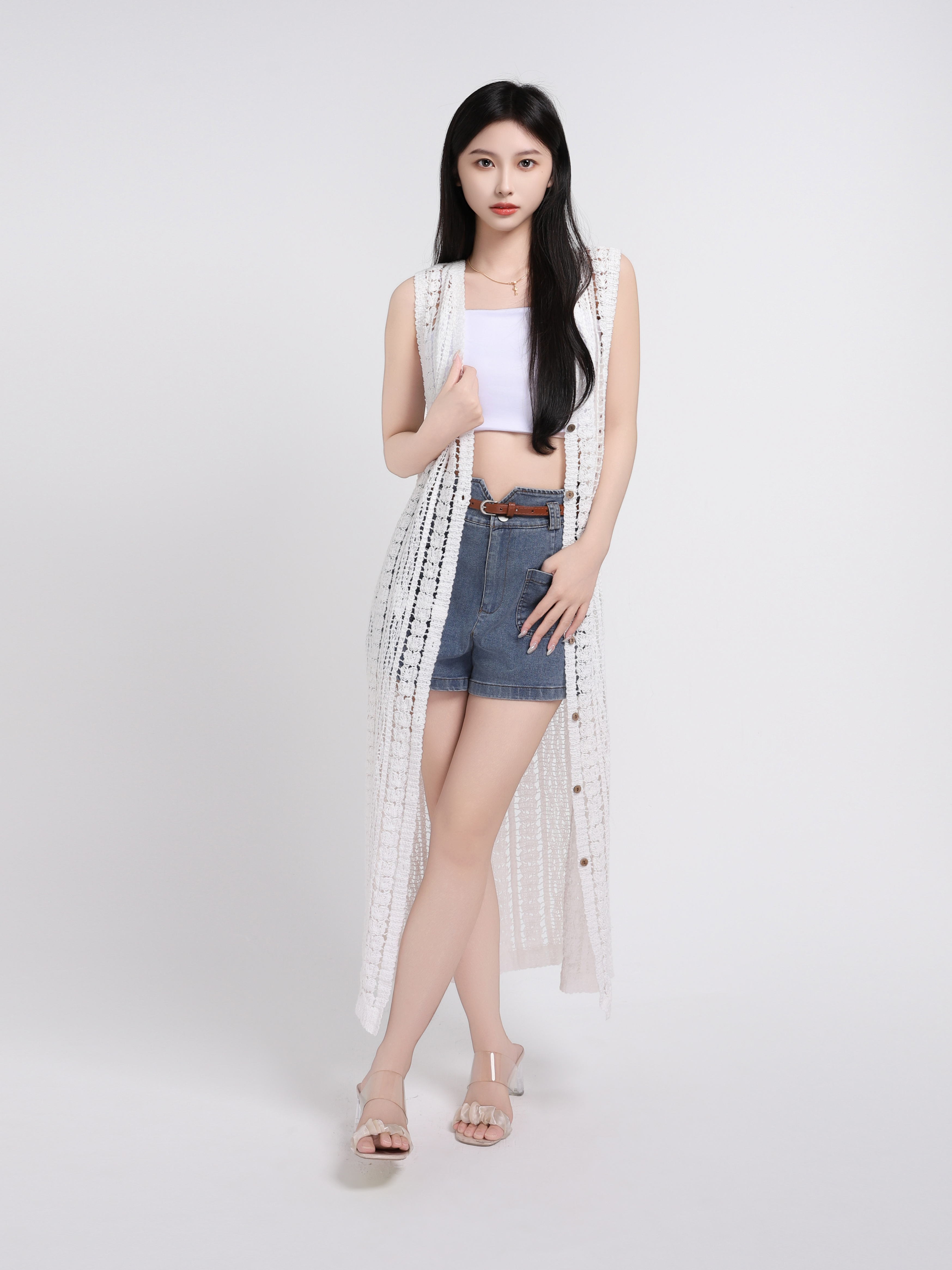 HigH Waist Denim Short Pants 45019