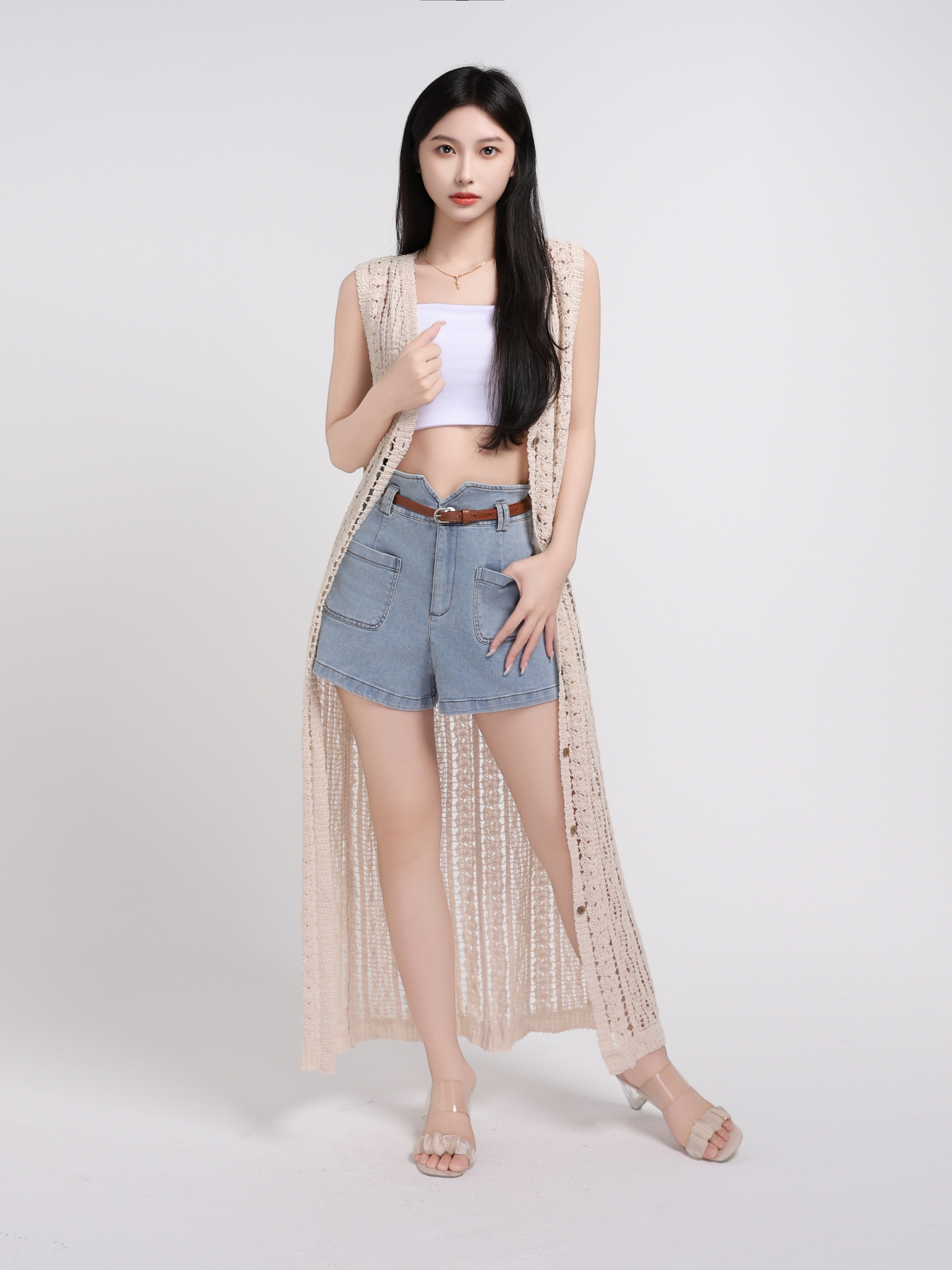 Eyelet Vacation Style Dress 45248