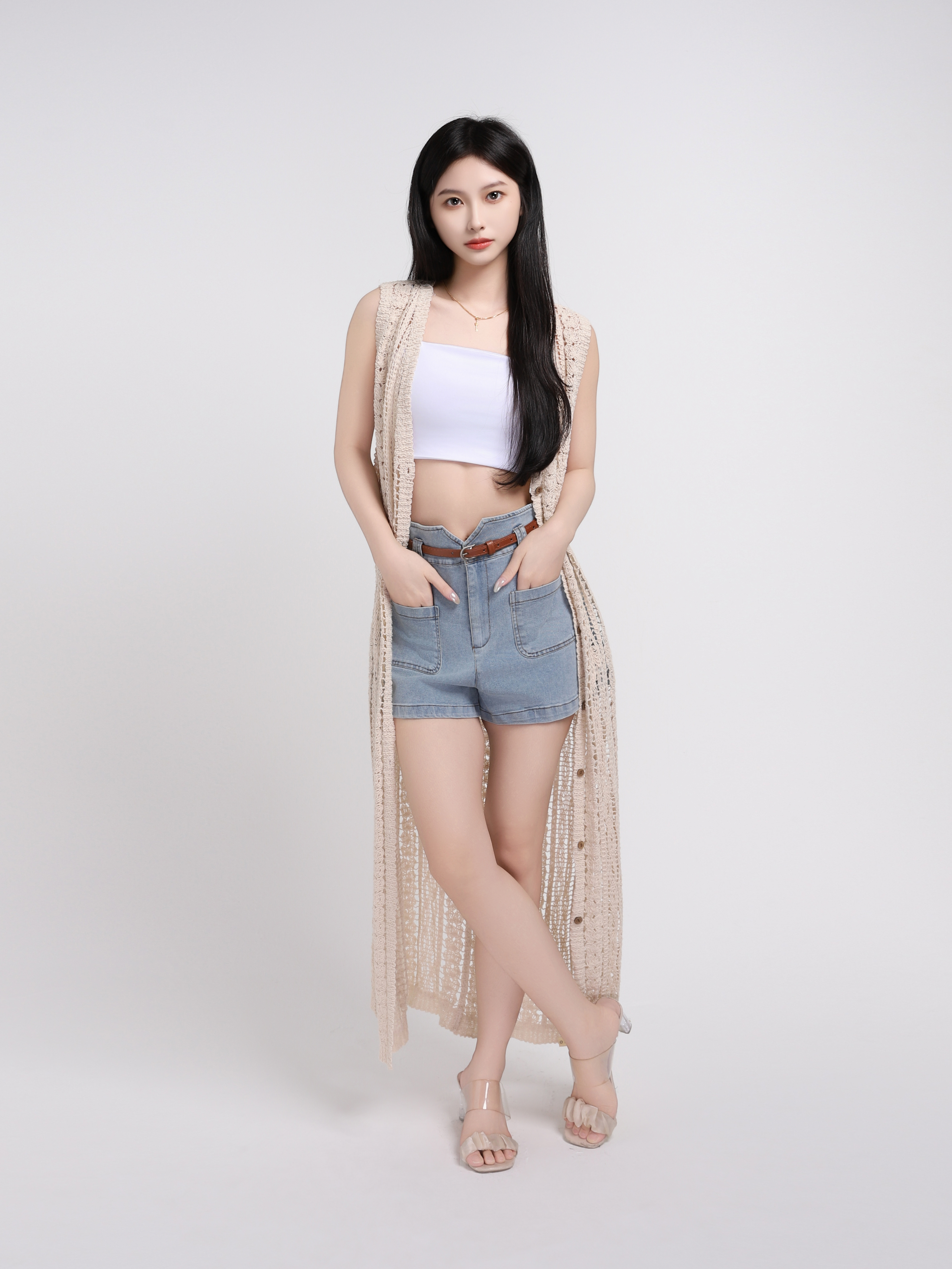 HigH Waist Denim Short Pants 45019