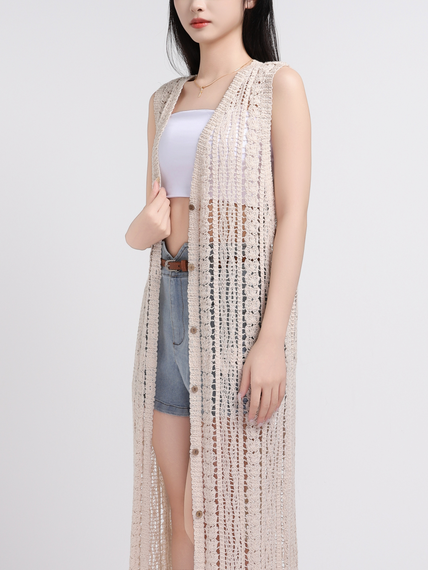 Eyelet Vacation Style Dress 45248