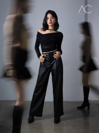 Leather Front Button Long Pant 34797