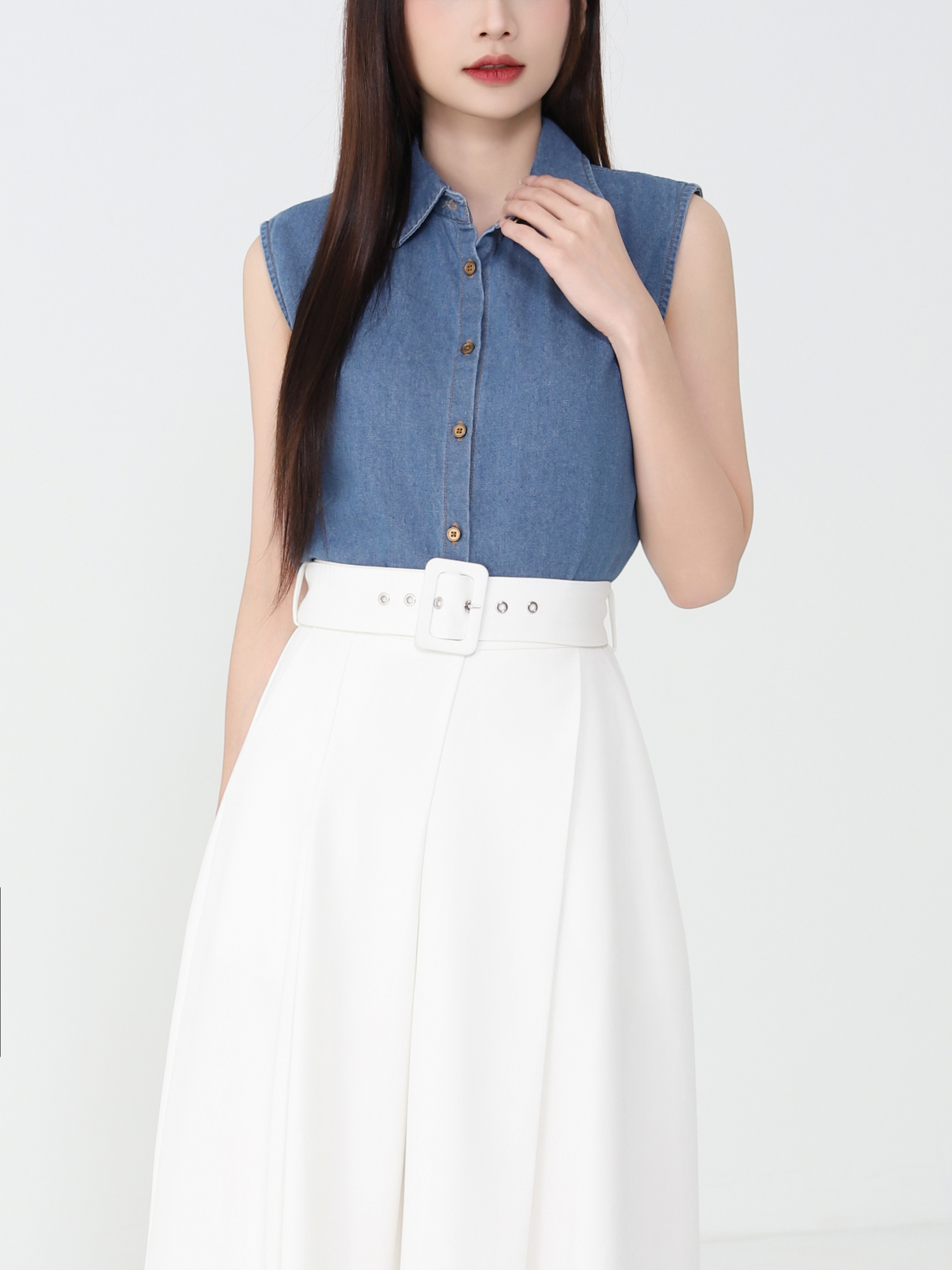 Sleeveless Denim Top 45725