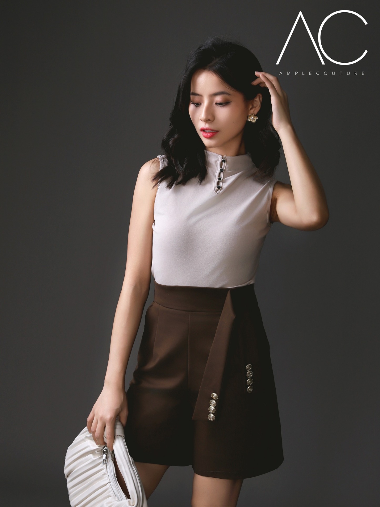 High Waist Side Pocket Short Pant 40523