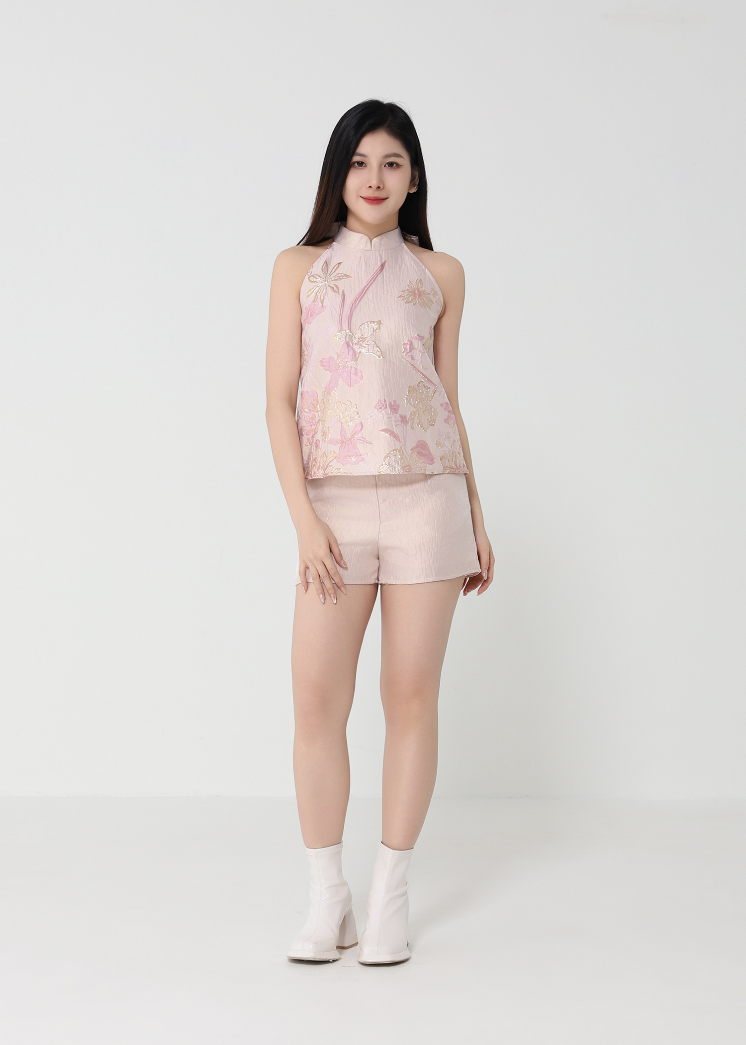 New Year Wear Halter Top With Short Pants Set - Female Adult 48495