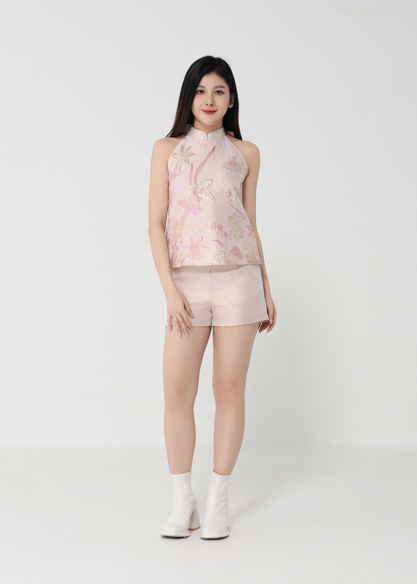 New Year Wear Halter Top With Short Pants Set - Female Adult 48495