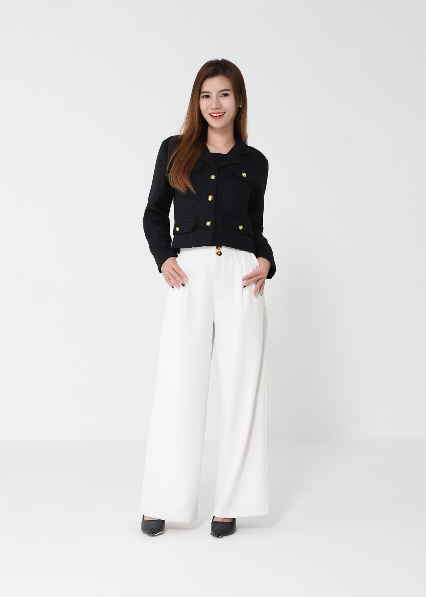 Front Button Long Sleeve Top 48871