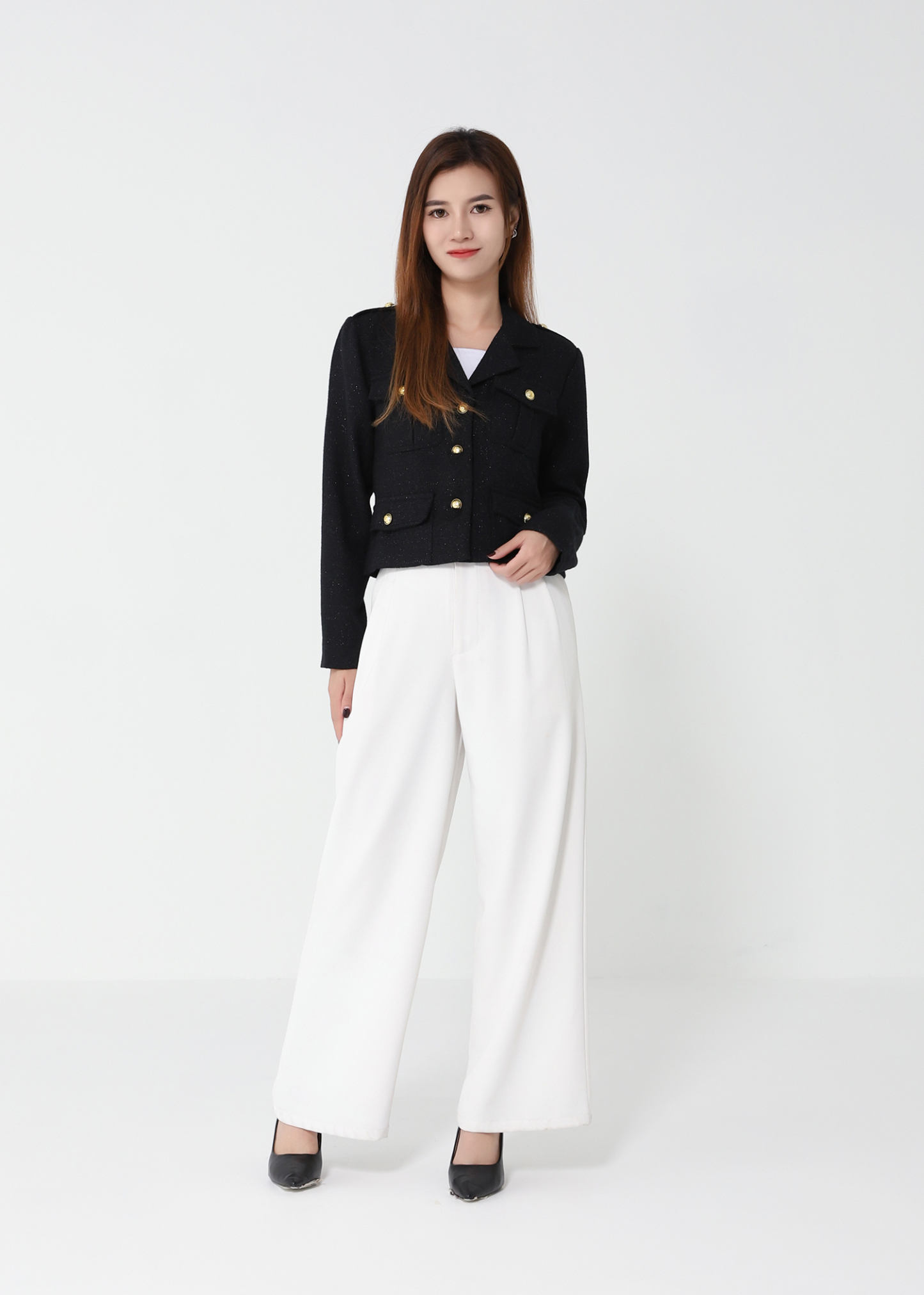 Front Button Long Sleeve Top 48871