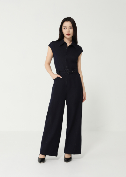 Sleeveless Front Button With Belt Jumpsuit 49131