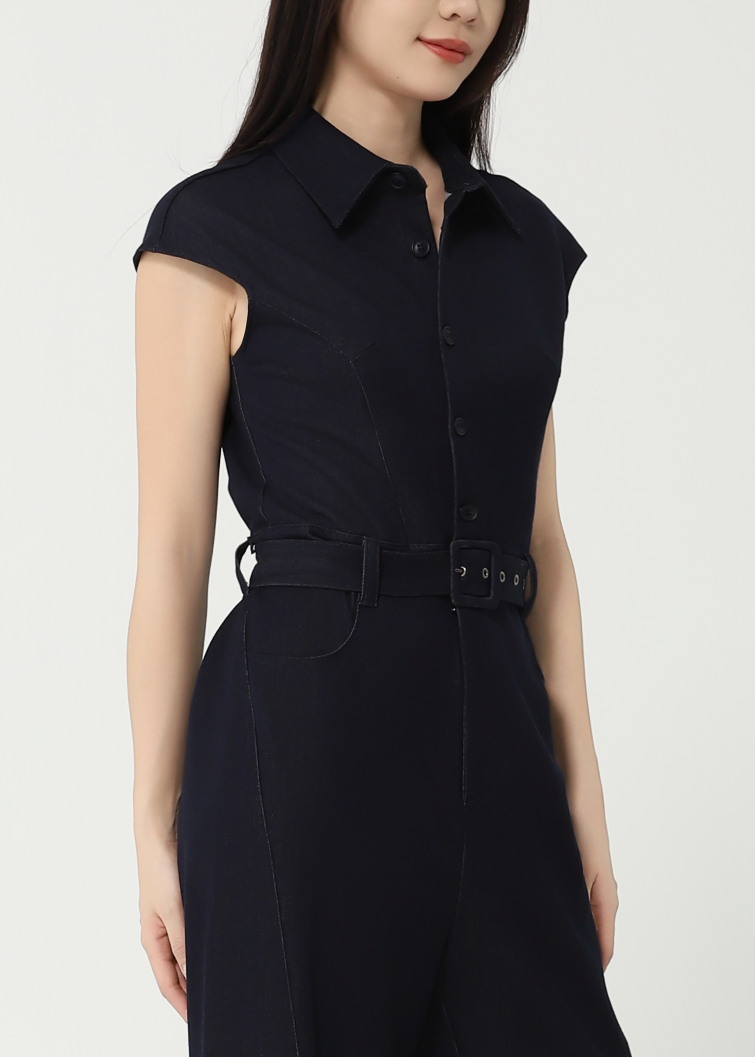 Sleeveless Front Button With Belt Jumpsuit 49131