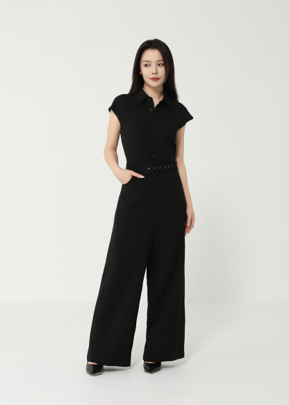Sleeveless Front Button With Belt Jumpsuit 49131