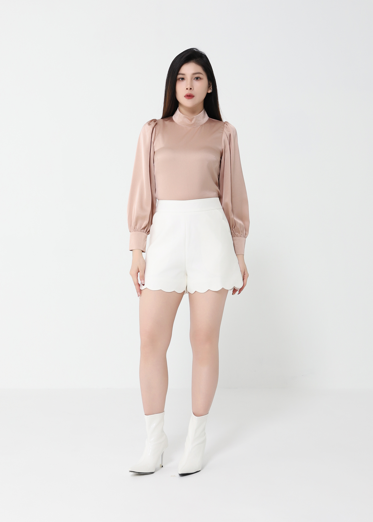 Turtle Neck Satin  Top 49336