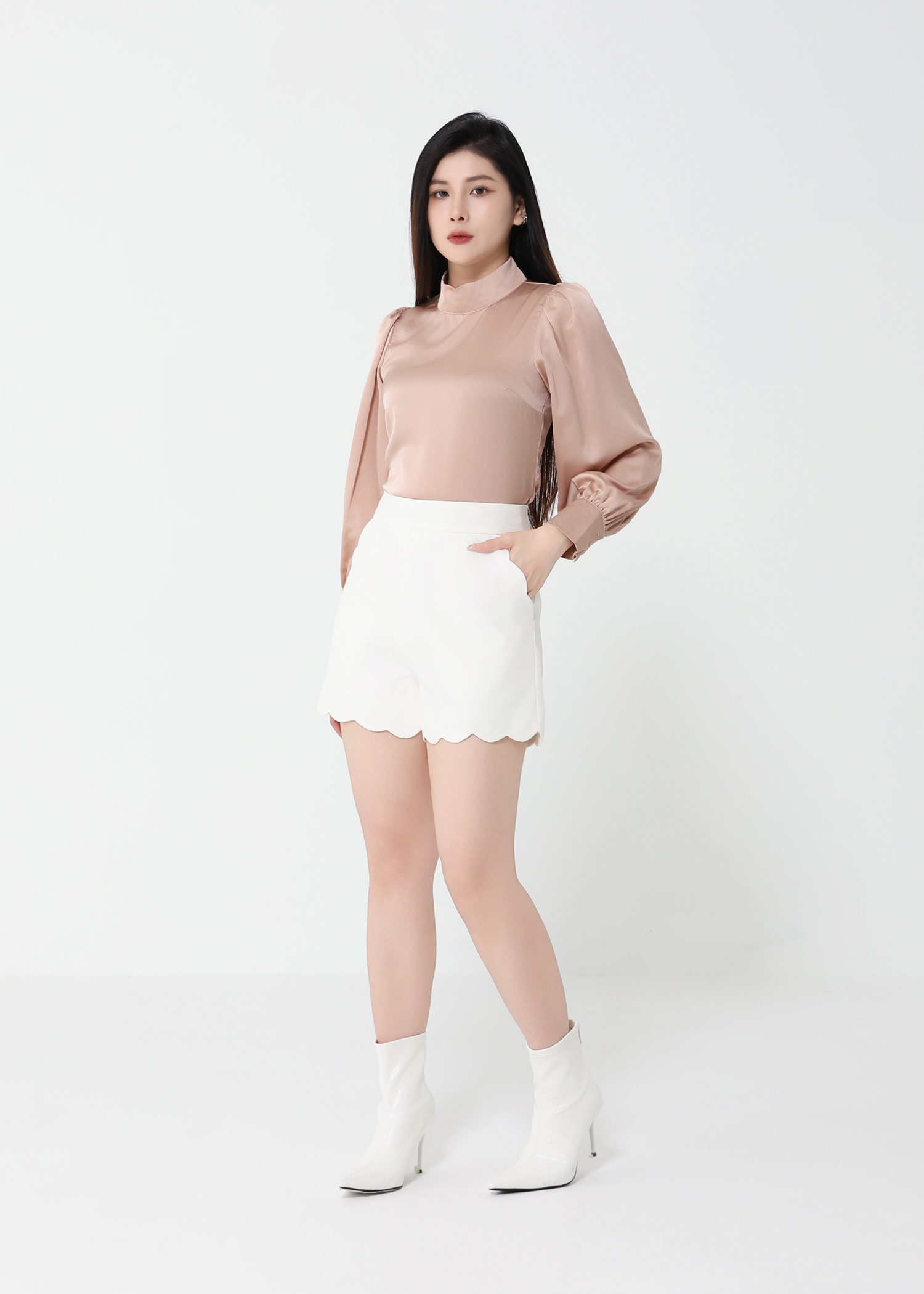 Turtle Neck Satin  Top 49336