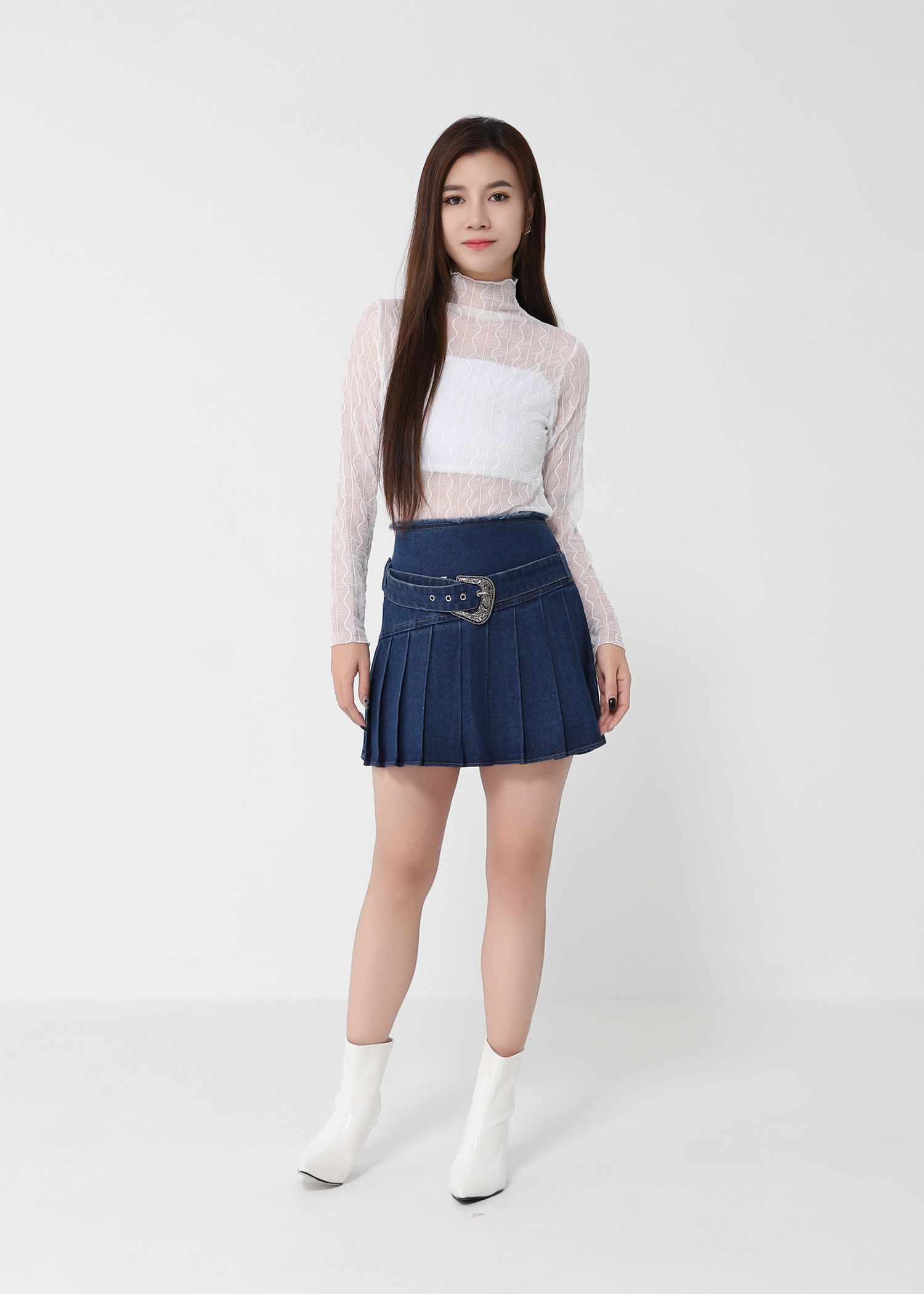 High Waist Denim Skirt Pants 49861
