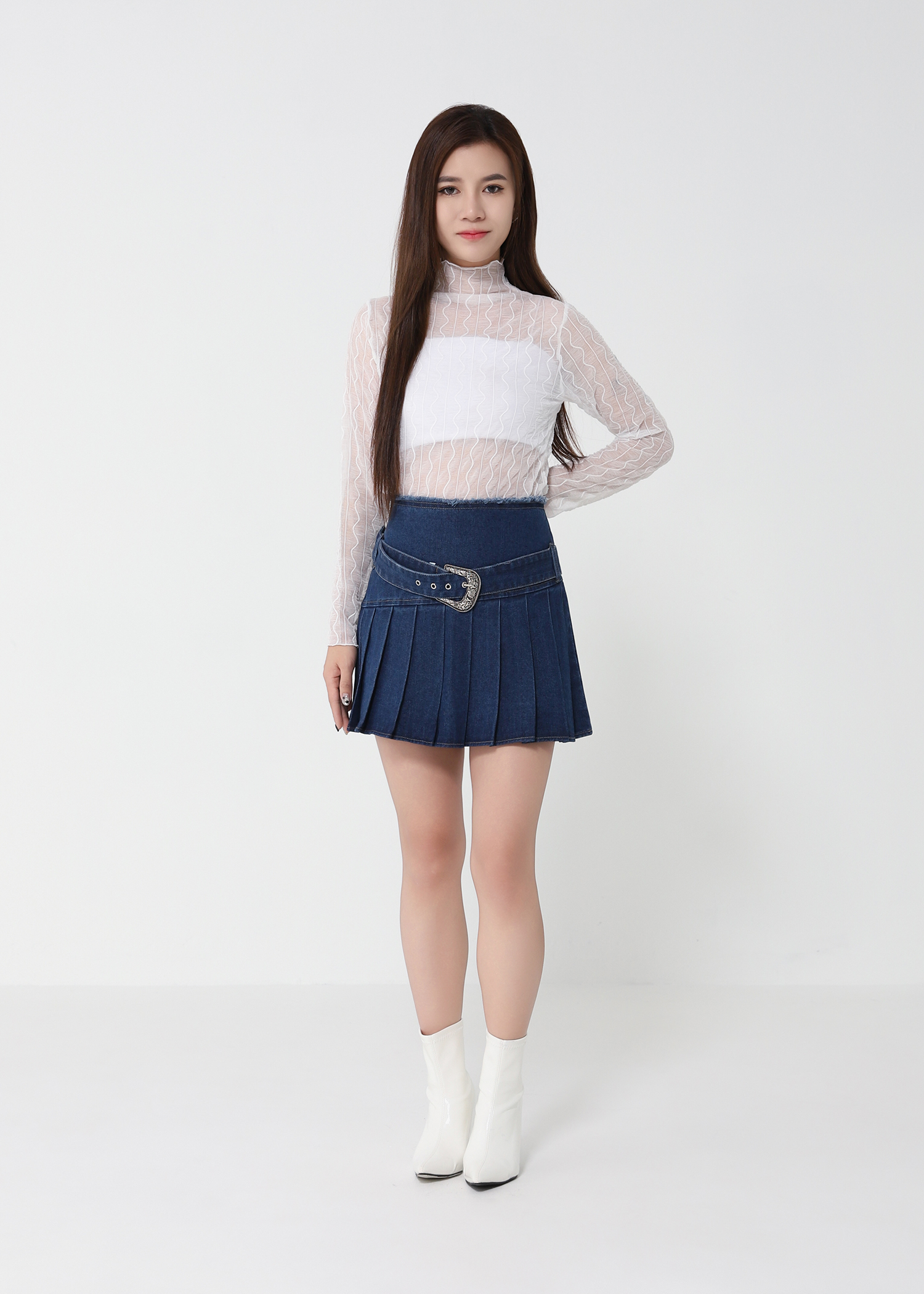 High Waist Denim Skirt Pants 49861