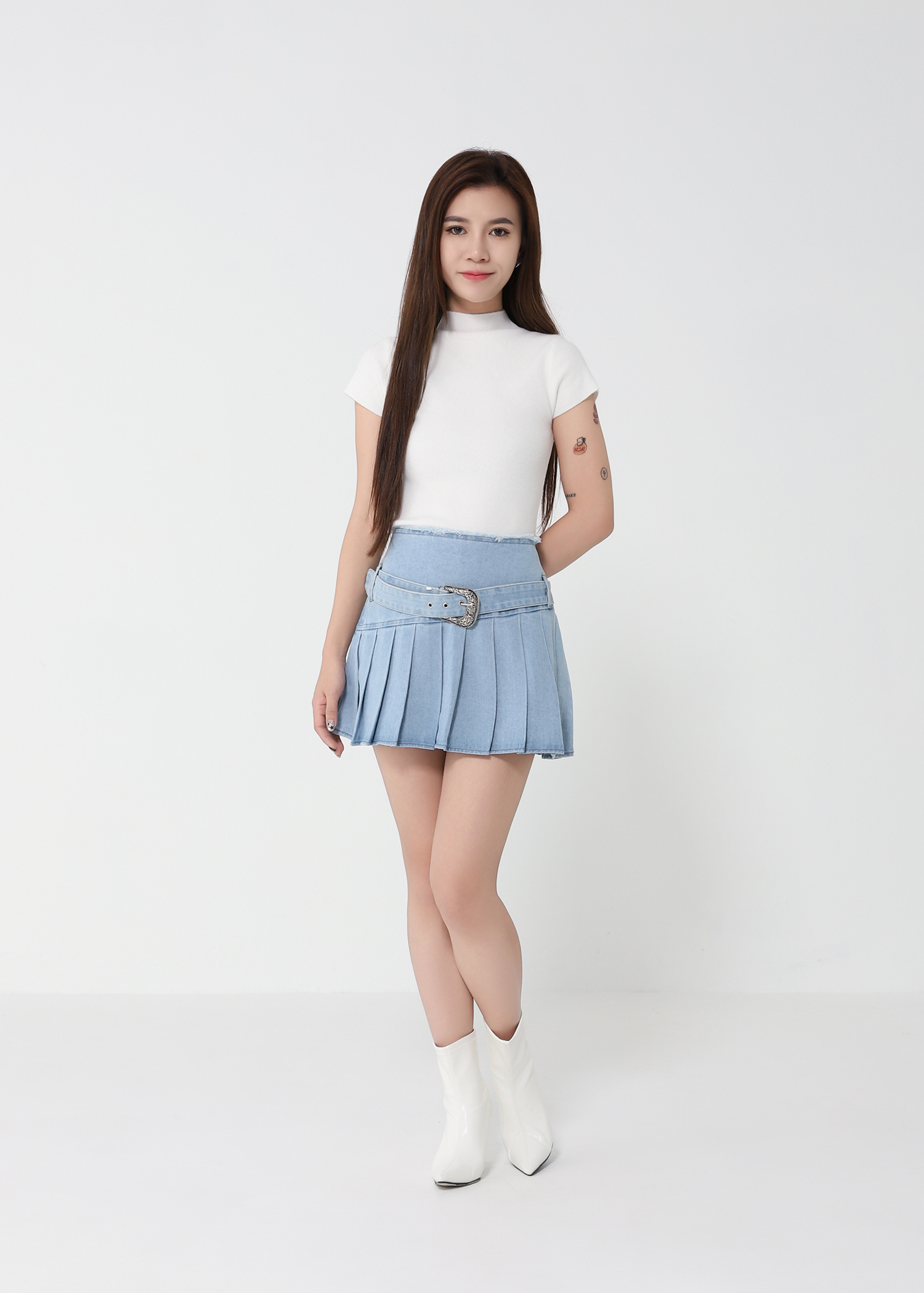 High Waist Denim Skirt Pants 49861