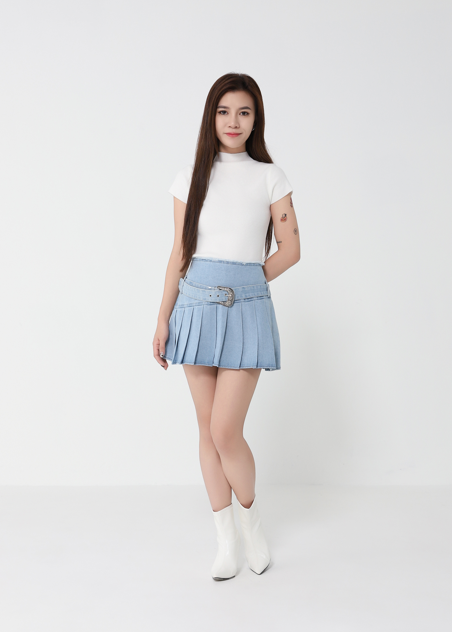 High Waist Denim Skirt Pants 49861