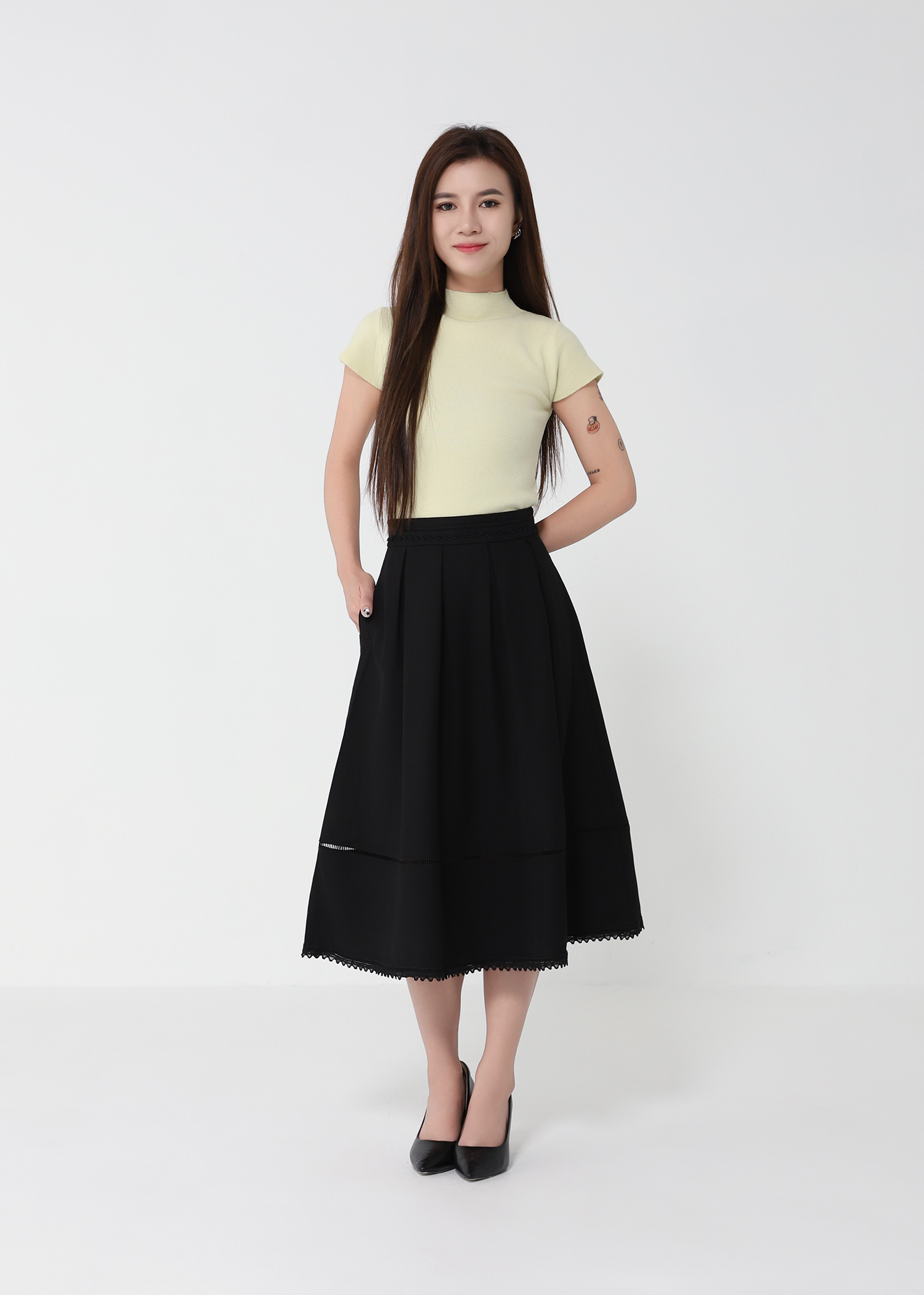 High Waist A Line Skirt 49964