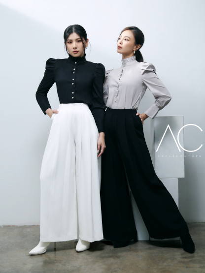 Back Zip Pleated Long Pant AC434