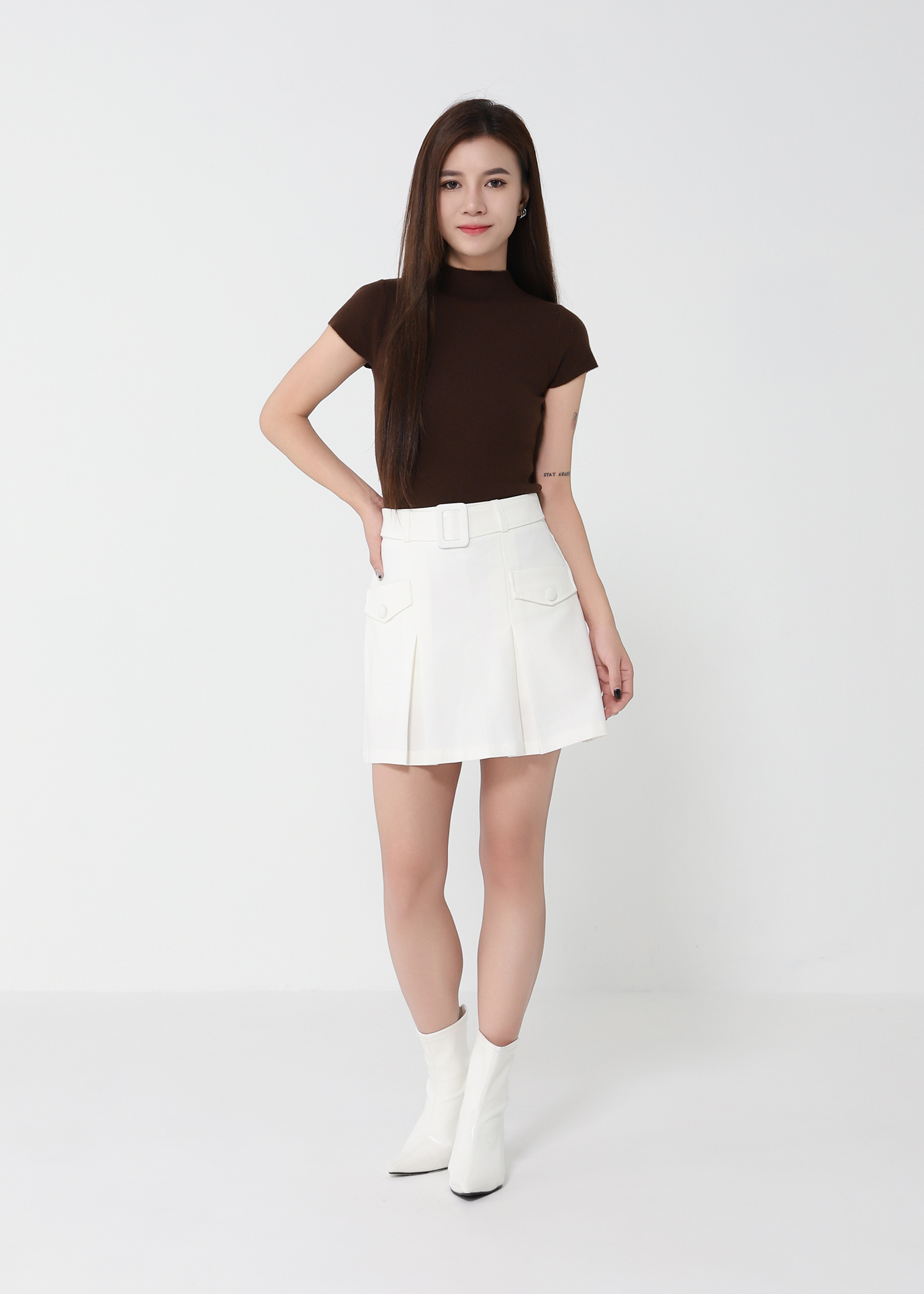 High-Waisted Pleated Skorts 50019