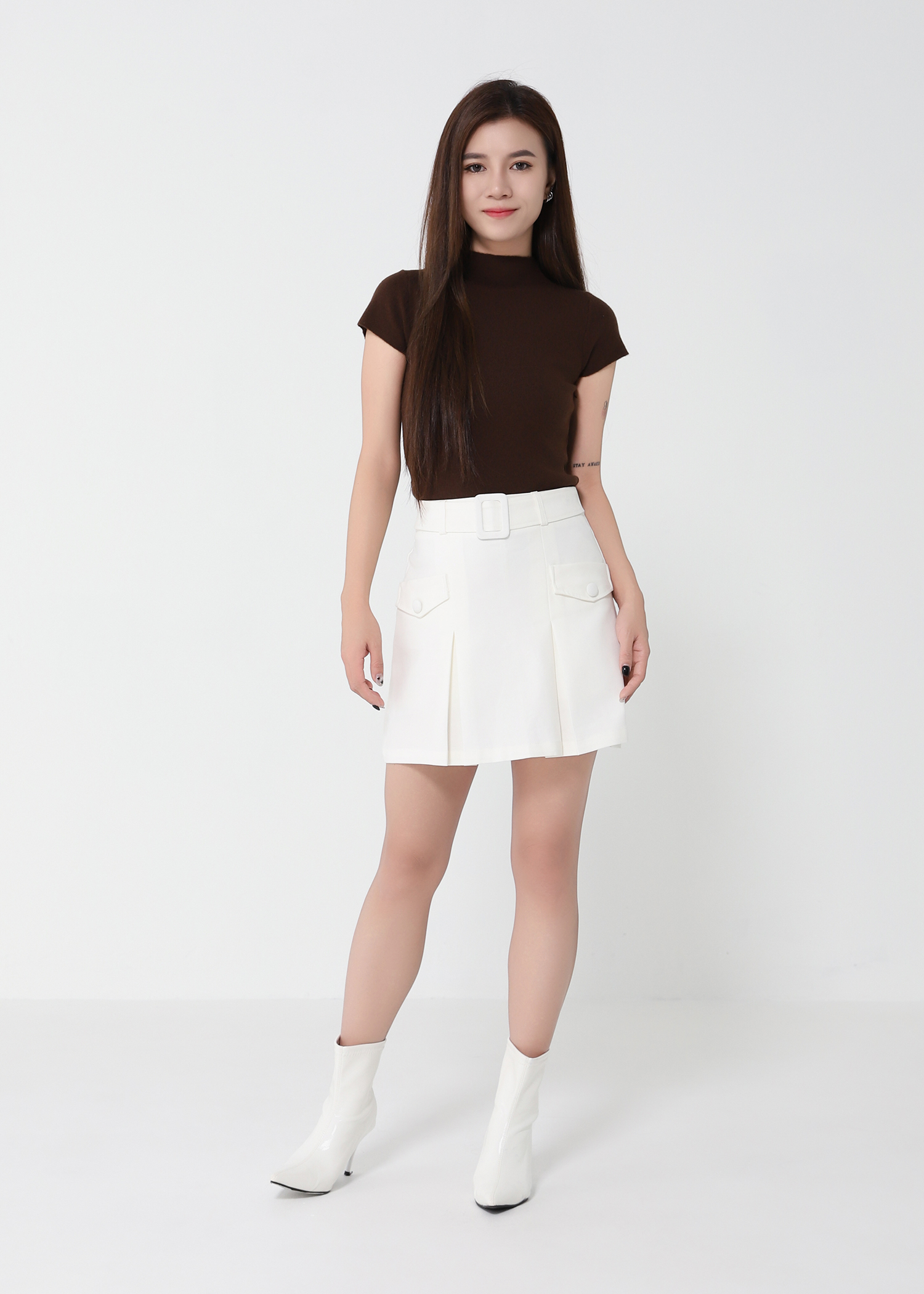 High-Waisted Pleated Skorts 50019