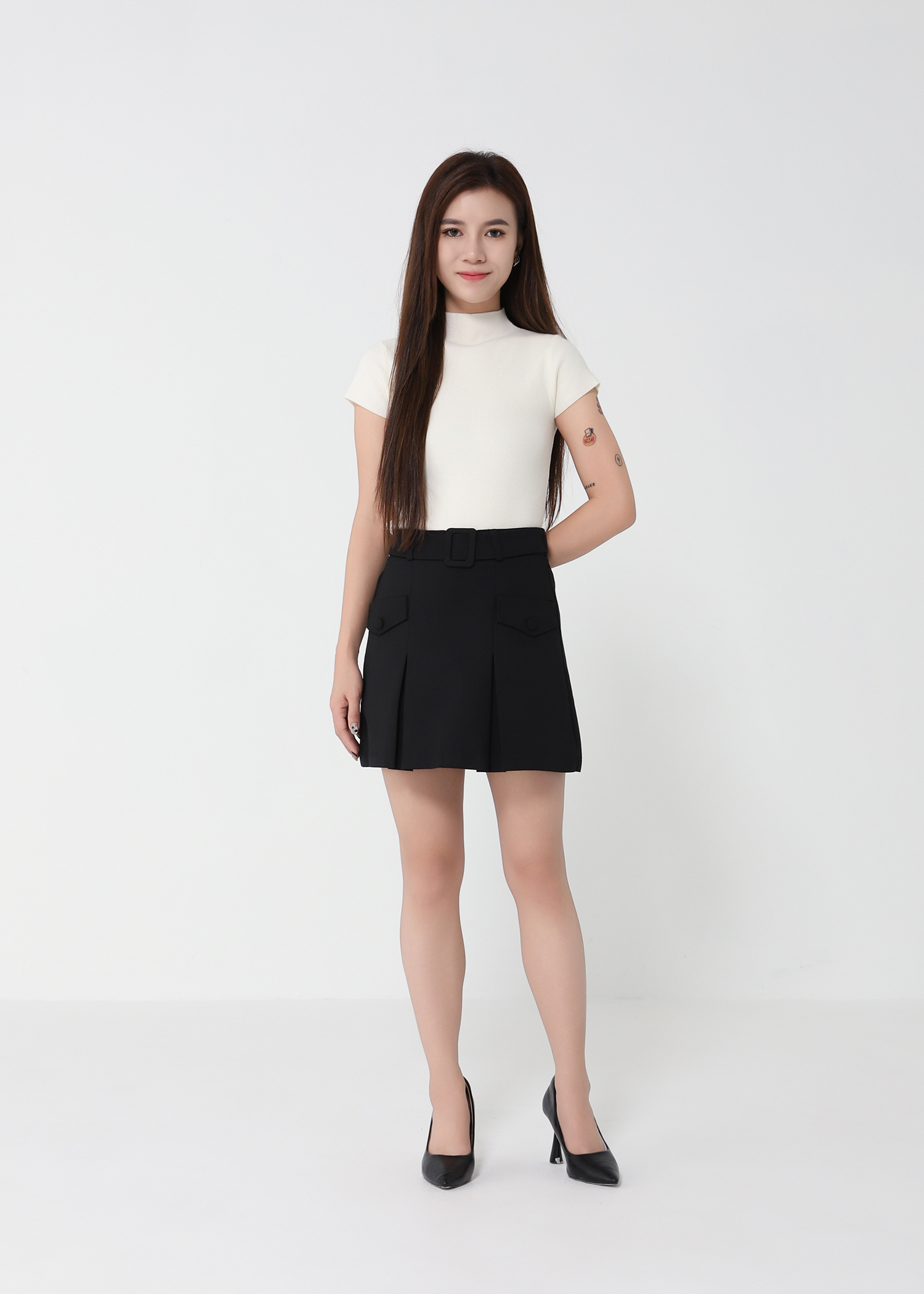 High-Waisted Pleated Skorts 50019