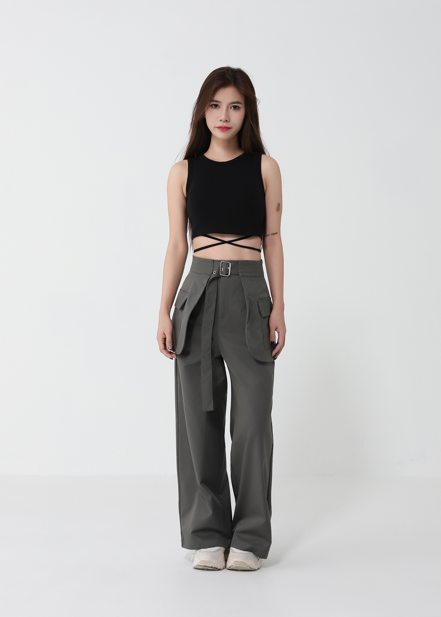Sleeveless Tie-Up Crop Top 50032
