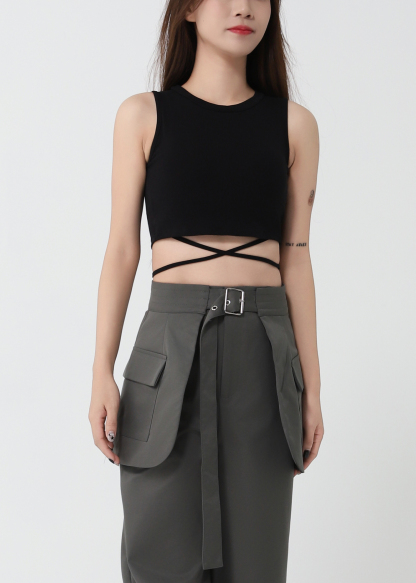 Sleeveless Tie-Up Crop Top 50032