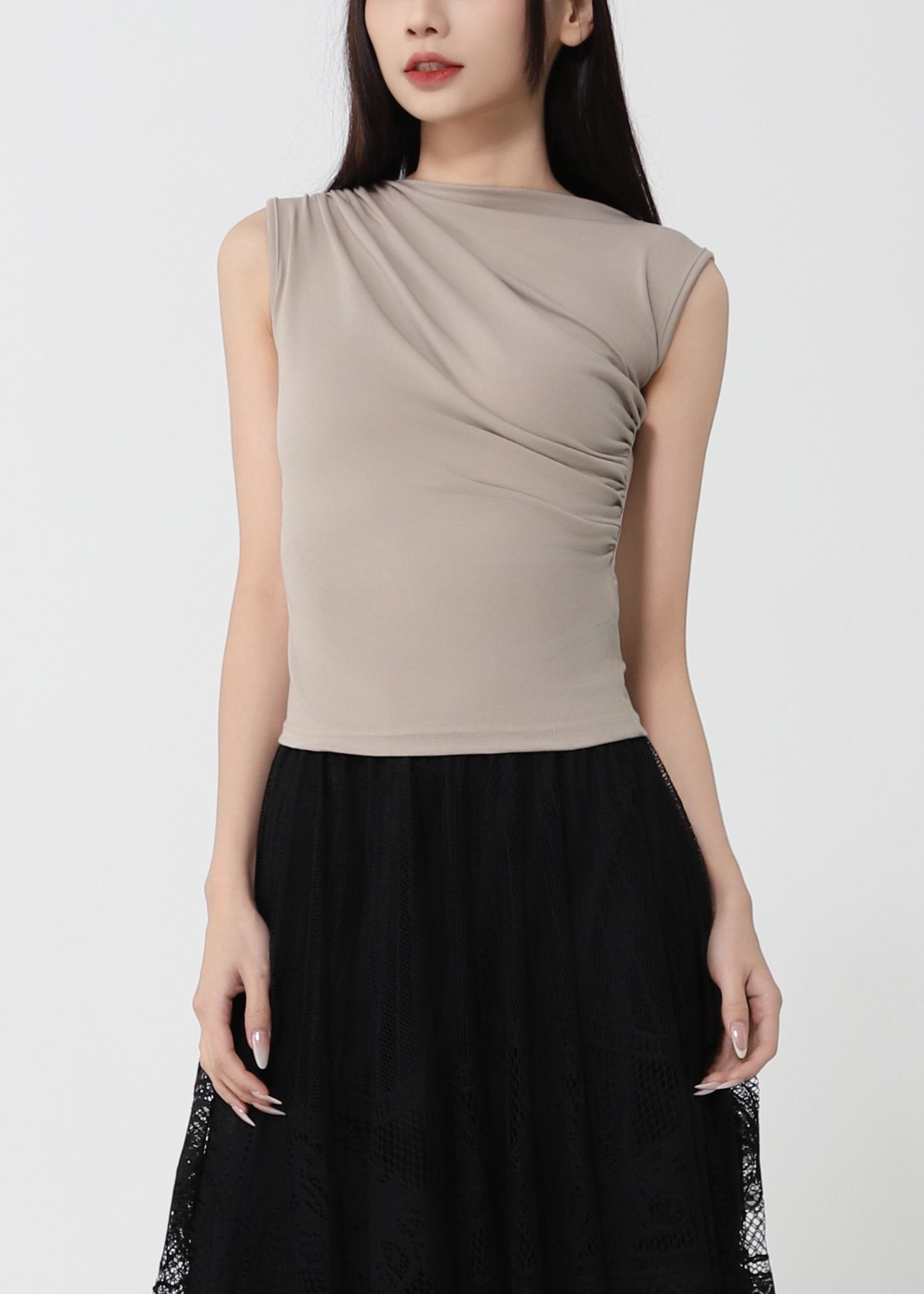 Turtle Neck Wrinkled Top 50053