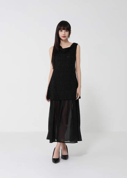 Sleeveless Draped Neck Dress 50173