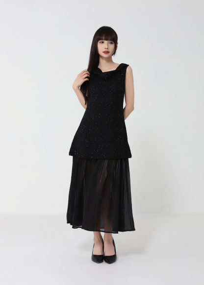 Sleeveless Draped Neck Dress 50173