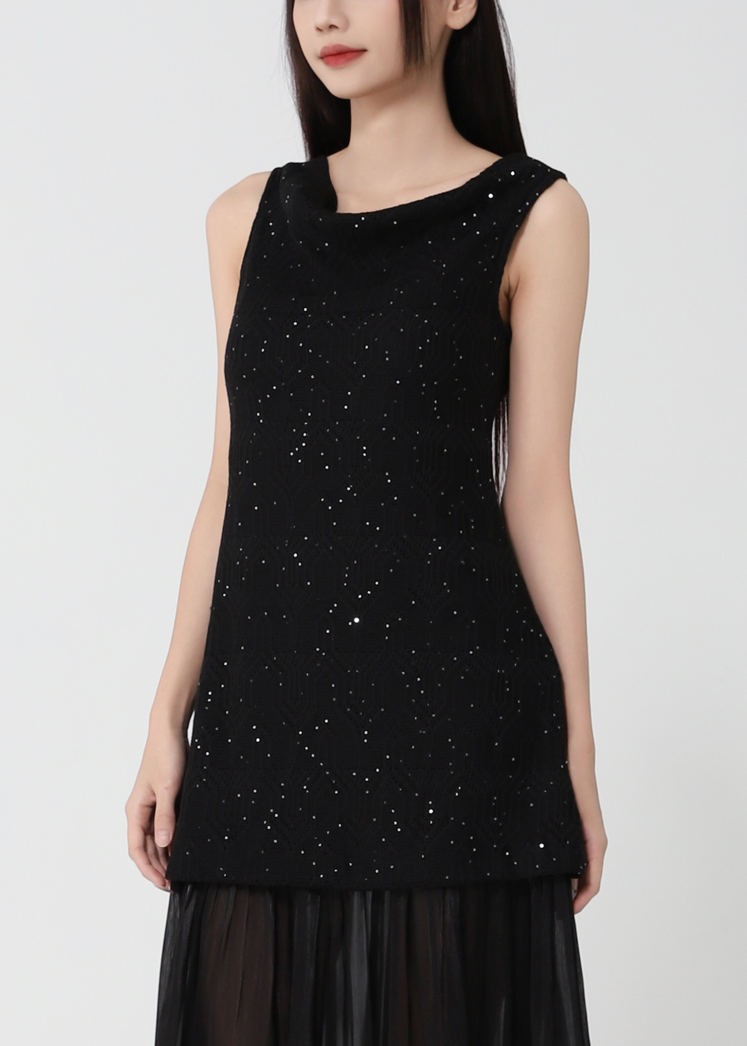 Sleeveless Draped Neck Dress 50173