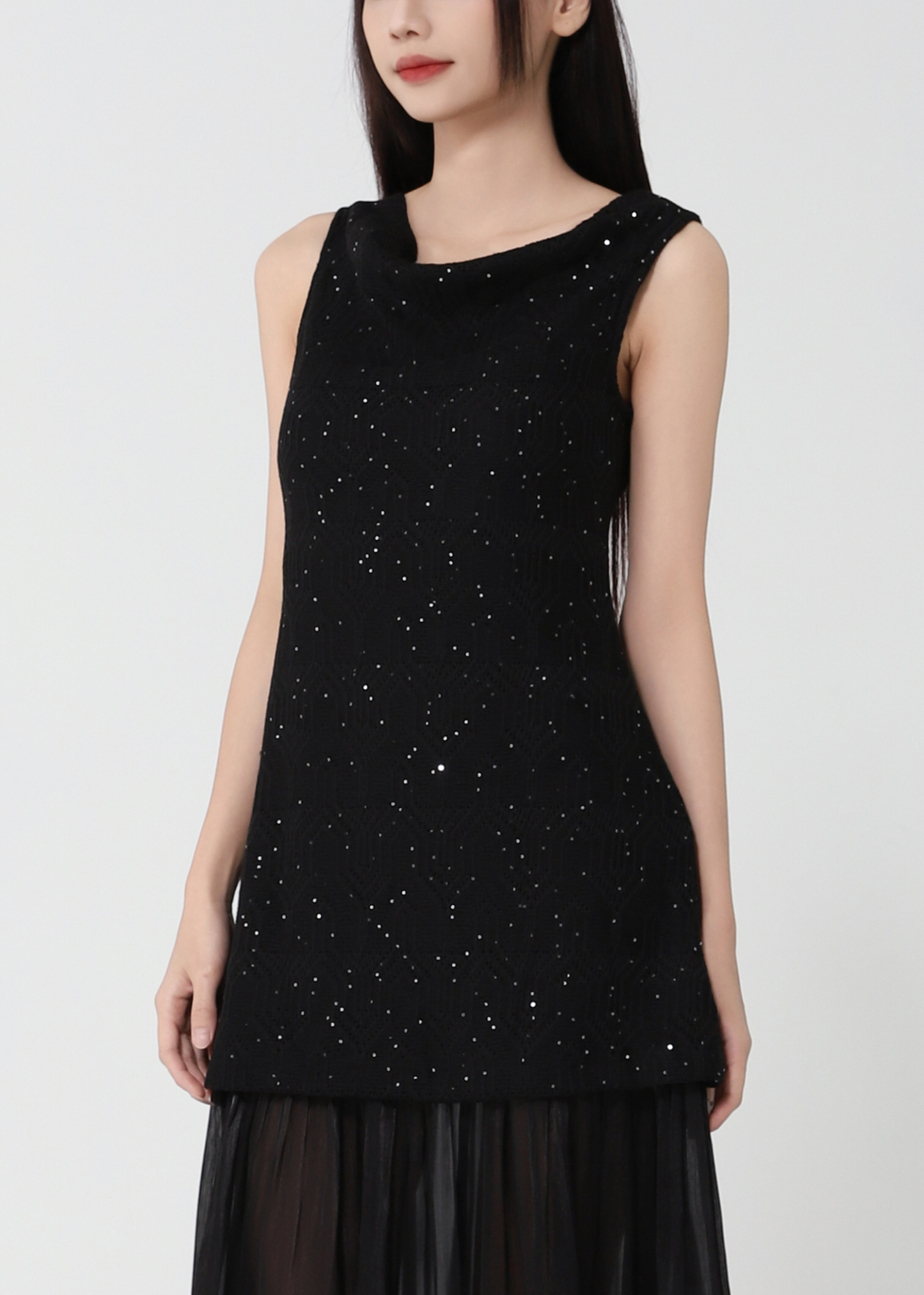 Sleeveless Draped Neck Dress 50173